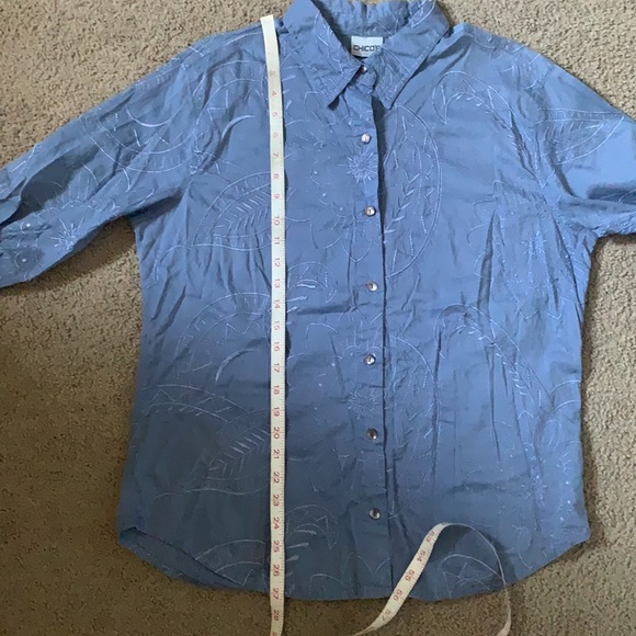 Floral embroidery cuff sleeve button up top M / L - Picture 7 of 10